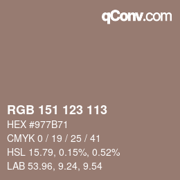 カラーコード: RGB 151 123 113 | qconv.com