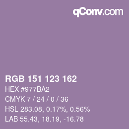 Color code: RGB 151 123 162 | qconv.com