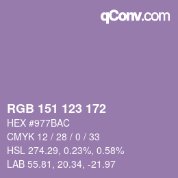 Color code: RGB 151 123 172 | qconv.com