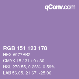 颜色代码: RGB 151 123 178 | qconv.com