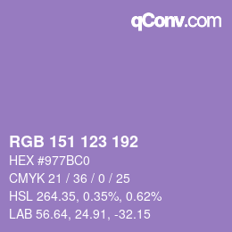 Color code: RGB 151 123 192 | qconv.com