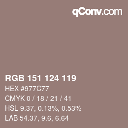 Farbcode: RGB 151 124 119 | qconv.com
