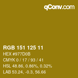 Color code: RGB 151 125 11 | qconv.com