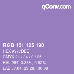 Color code: RGB 151 125 190 | qconv.com