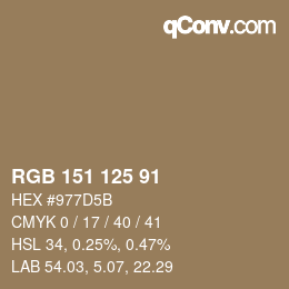 Color code: RGB 151 125 91 | qconv.com