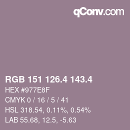 カラーコード: RGB 151 126.4 143.4 | qconv.com