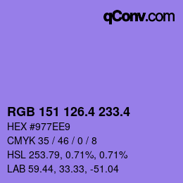 カラーコード: RGB 151 126.4 233.4 | qconv.com