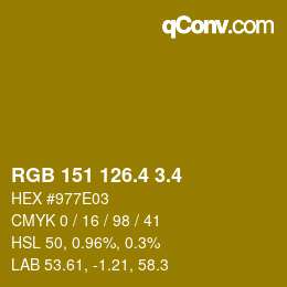 カラーコード: RGB 151 126.4 3.4 | qconv.com