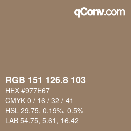 Color code: RGB 151 126.8 103 | qconv.com