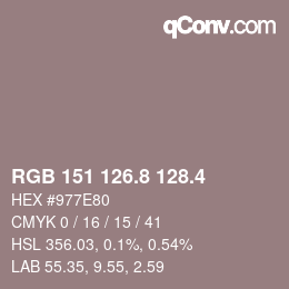 カラーコード: RGB 151 126.8 128.4 | qconv.com