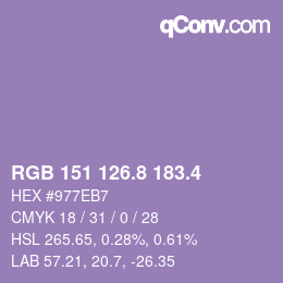 カラーコード: RGB 151 126.8 183.4 | qconv.com
