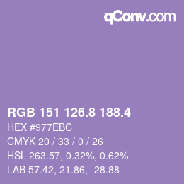 カラーコード: RGB 151 126.8 188.4 | qconv.com