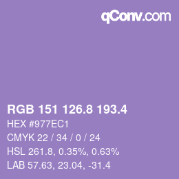 カラーコード: RGB 151 126.8 193.4 | qconv.com