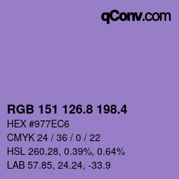 カラーコード: RGB 151 126.8 198.4 | qconv.com
