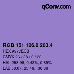 カラーコード: RGB 151 126.8 203.4 | qconv.com