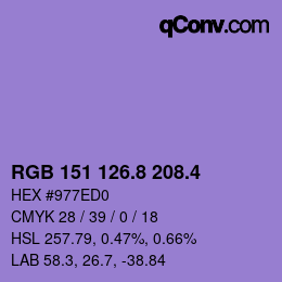 カラーコード: RGB 151 126.8 208.4 | qconv.com