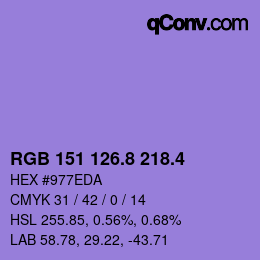 カラーコード: RGB 151 126.8 218.4 | qconv.com