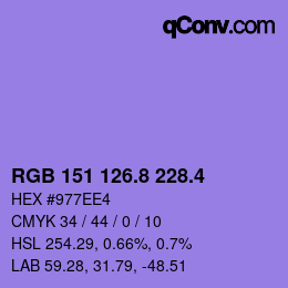 カラーコード: RGB 151 126.8 228.4 | qconv.com