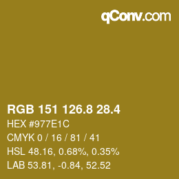 カラーコード: RGB 151 126.8 28.4 | qconv.com