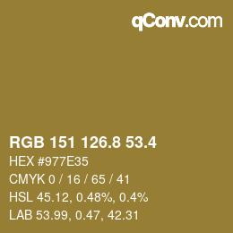 カラーコード: RGB 151 126.8 53.4 | qconv.com