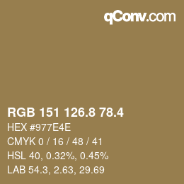 カラーコード: RGB 151 126.8 78.4 | qconv.com