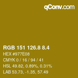 カラーコード: RGB 151 126.8 8.4 | qconv.com