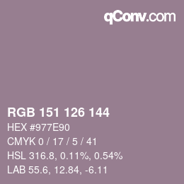 Color code: RGB 151 126 144 | qconv.com