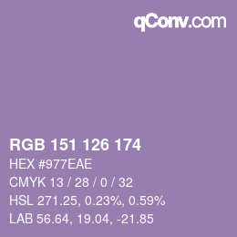 Color code: RGB 151 126 174 | qconv.com