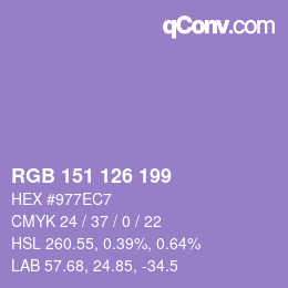 Color code: RGB 151 126 199 | qconv.com