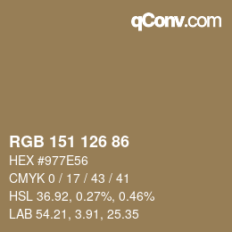 Code couleur: RGB 151 126 86 | qconv.com
