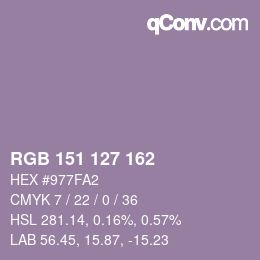 Color code: RGB 151 127 162 | qconv.com