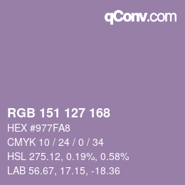 Farbcode: RGB 151 127 168 | qconv.com
