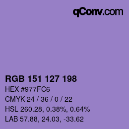 Color code: RGB 151 127 198 | qconv.com