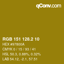 カラーコード: RGB 151 128.2 10 | qconv.com