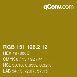 カラーコード: RGB 151 128.2 12 | qconv.com