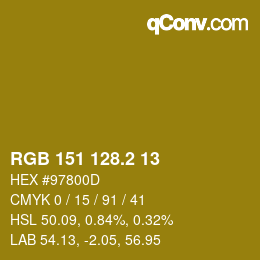 カラーコード: RGB 151 128.2 13 | qconv.com