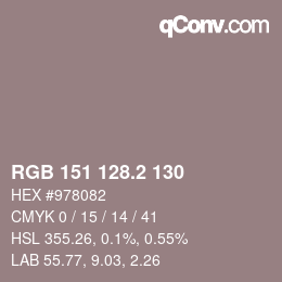 カラーコード: RGB 151 128.2 130 | qconv.com