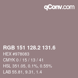 カラーコード: RGB 151 128.2 131.6 | qconv.com