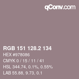 カラーコード: RGB 151 128.2 134 | qconv.com