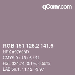カラーコード: RGB 151 128.2 141.6 | qconv.com