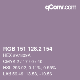 カラーコード: RGB 151 128.2 154 | qconv.com