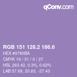 カラーコード: RGB 151 128.2 186.6 | qconv.com