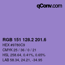 カラーコード: RGB 151 128.2 201.6 | qconv.com