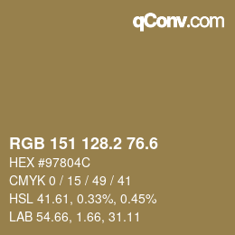 カラーコード: RGB 151 128.2 76.6 | qconv.com