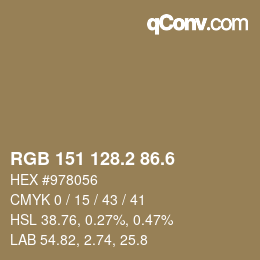 カラーコード: RGB 151 128.2 86.6 | qconv.com