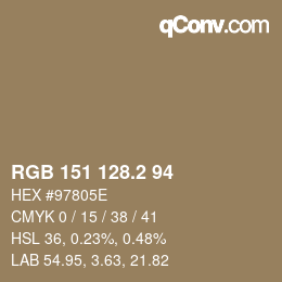 カラーコード: RGB 151 128.2 94 | qconv.com