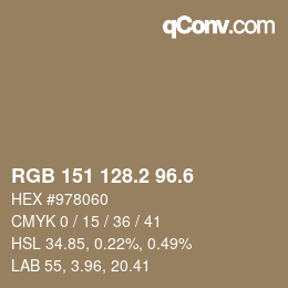 カラーコード: RGB 151 128.2 96.6 | qconv.com