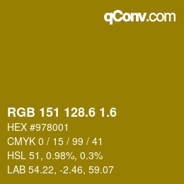 カラーコード: RGB 151 128.6 1.6 | qconv.com