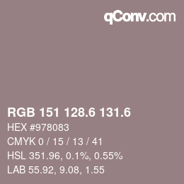 カラーコード: RGB 151 128.6 131.6 | qconv.com