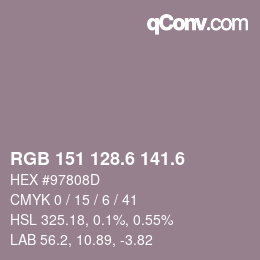 カラーコード: RGB 151 128.6 141.6 | qconv.com